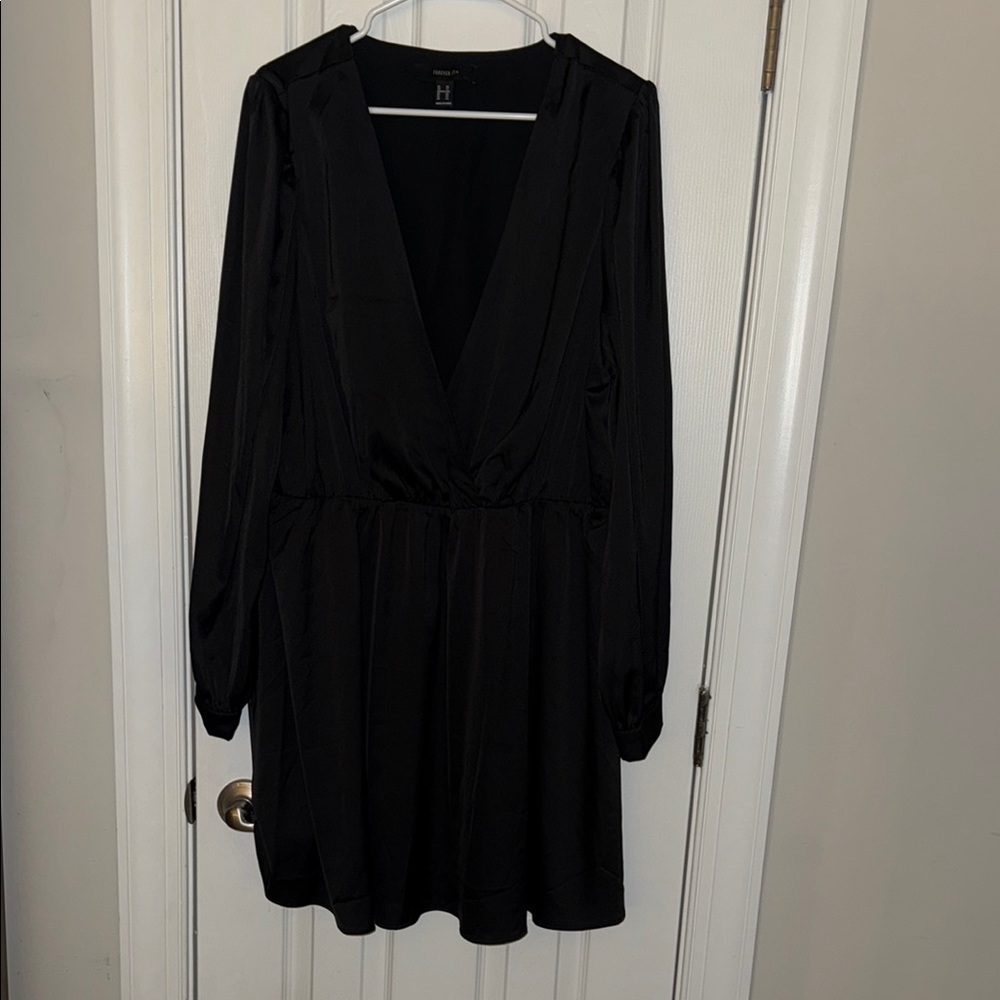 Forever 21 Black Wrap Sundress with Bishop Sleeves
